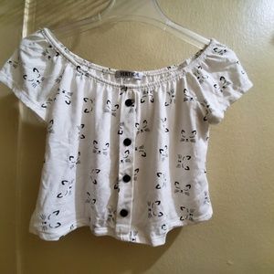 Cat print crop top